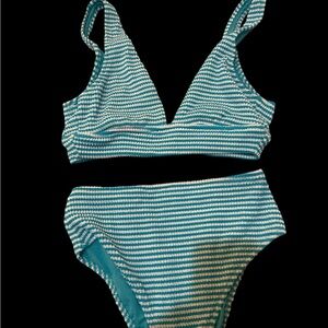 Aerie Teal and White Swimwear